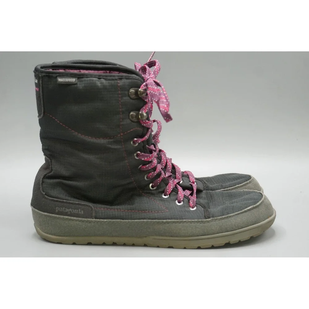 Women's Sz 8 M Patagonia Activist Puff High Waterproof Boots Black‎ Dark Currant